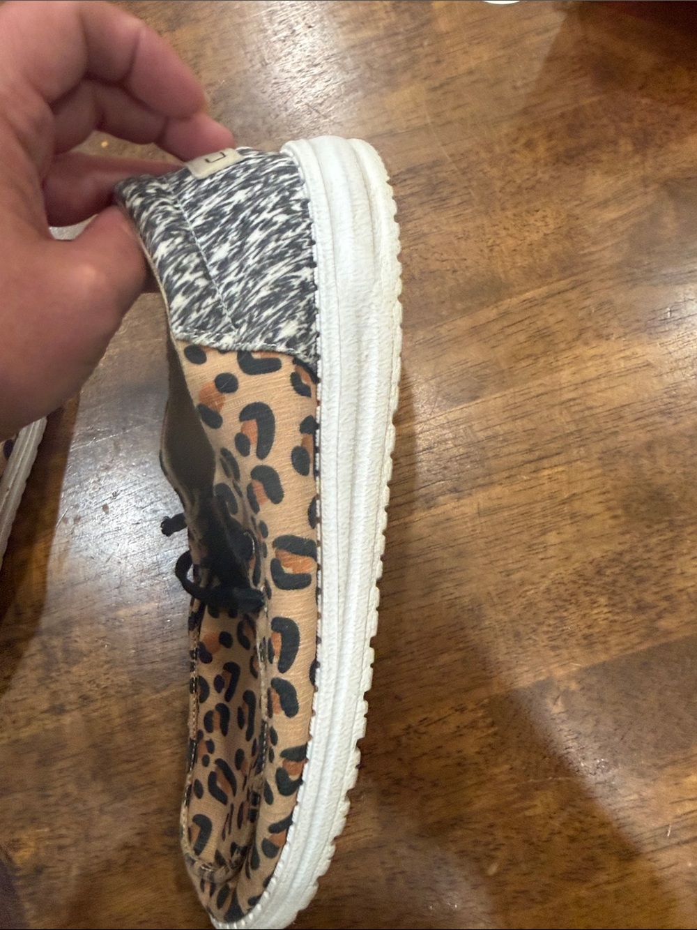 Hey Dude Women's Leopard Print Slip-On Moccasins - Black & Tan - Picture 5 of 8